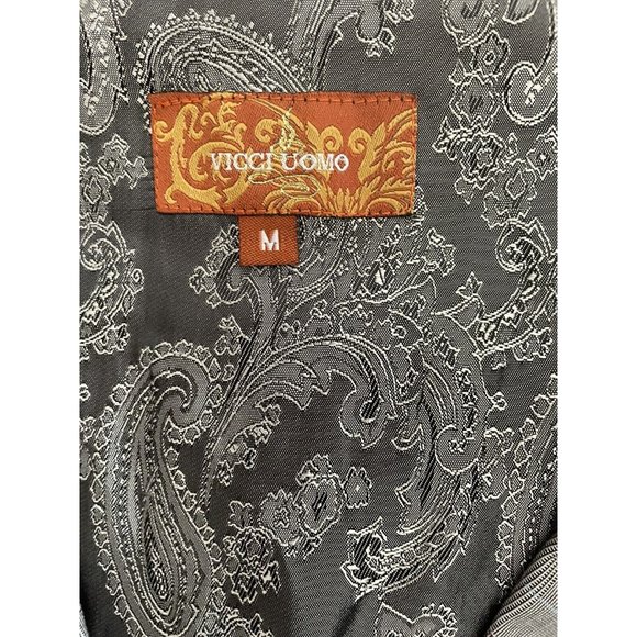 Vicci Uomo Men's Gray Checkered‎ 3-Button Notch Lapel Suit Vest Medium - Picture 3 of 6